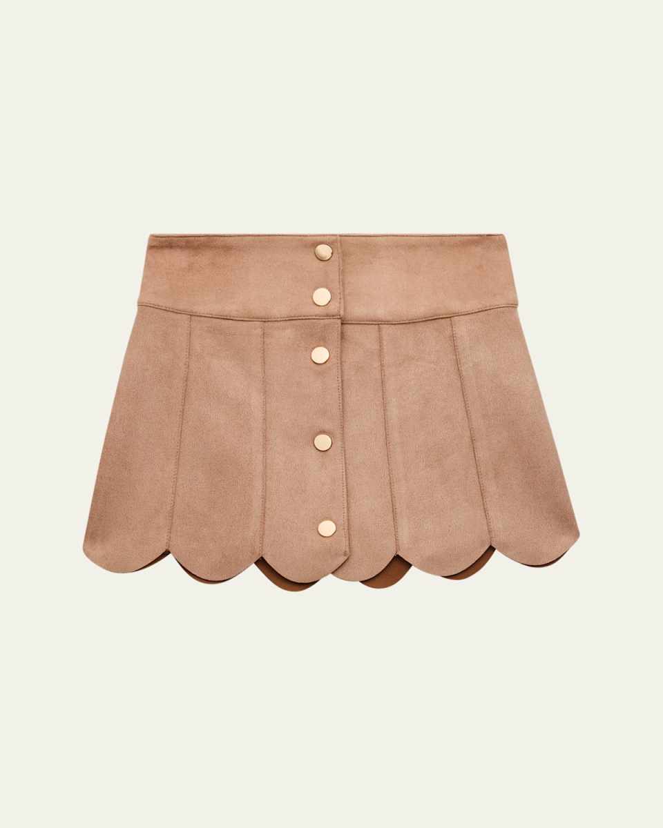 Girl's Tween Autumn Scalloped Mini Skirt, Size S-L